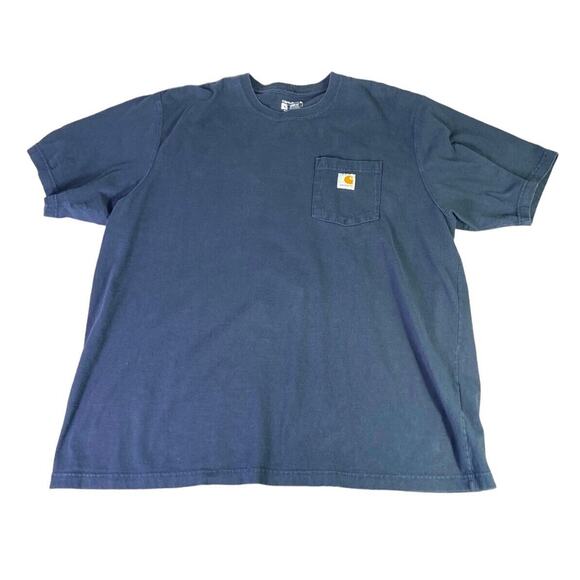 Carhartt Shirt Mens Relaxed Navy Blue Loose Fit Pocket Tee Size XL Crew Neck - Picture 7 of 10